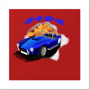 Blue Cabrio Car Posters and Art